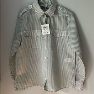 NEW WITH TAG!! PESERICO Glitter Sheer Striped Shirt.